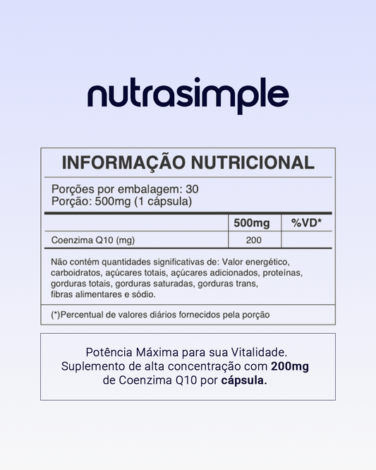 Coenzima Q10 - Maior Concentração com 200mg Por Dose - 30 Cápsulas